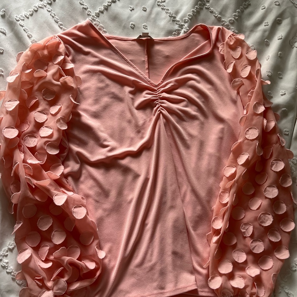 Cato Pink Ruched Long Sleeve Blouse